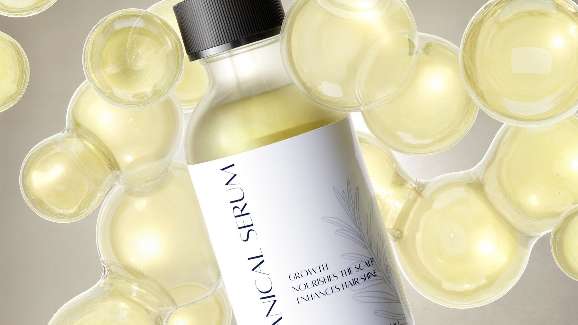 Rosemary serum amid golden oil droplets — ROOTED hero